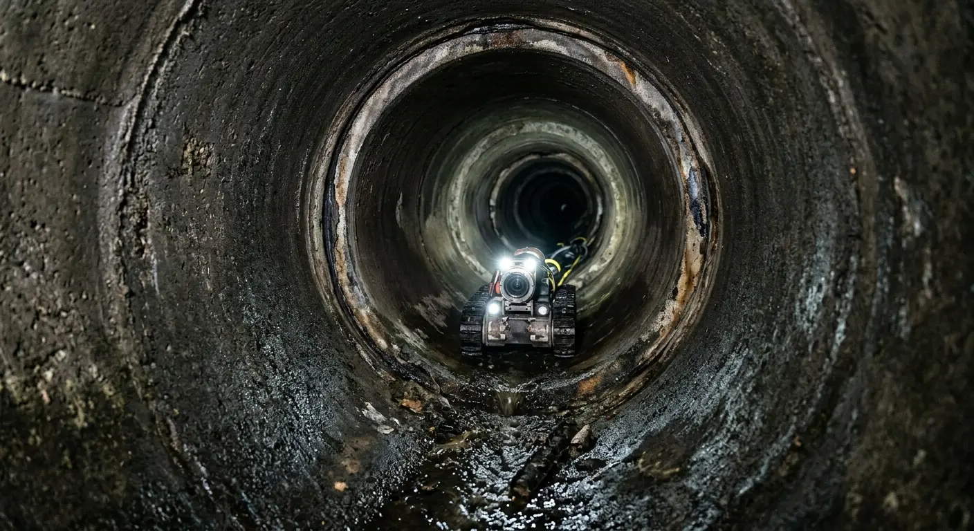 Robotic sewer camera inspecting pipe interior for Sewer Line Cleaning in College Place